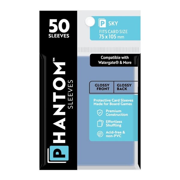 50pc Phantom Sleeves 75x105mm Game Card Case/Guard Protector Sky Gloss/Gloss