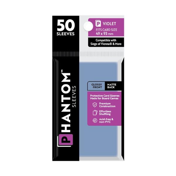 50pc Phantom Sleeves 49x93mm Game Card Case/Guard Protector Violet Gloss/Matte