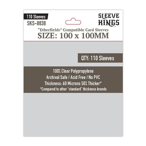 110pc Sleeve Kings 100x100mm Board Game Card Sleeves Etherfields Compatible Case