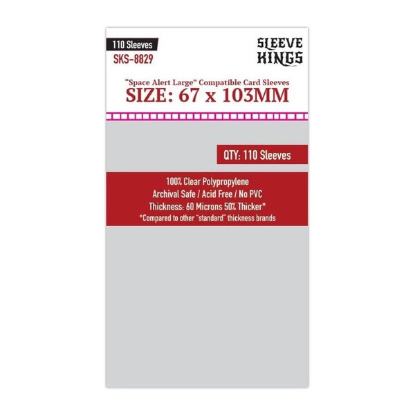 110pc Sleeve Kings 67x103mm Game Card Sleeves Space Alert Large Compatible Case