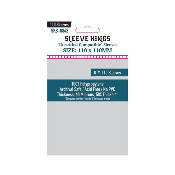 110pc Sleeve Kings 110x110mm Board Game Card Sleeves Unsettled Compatible Case