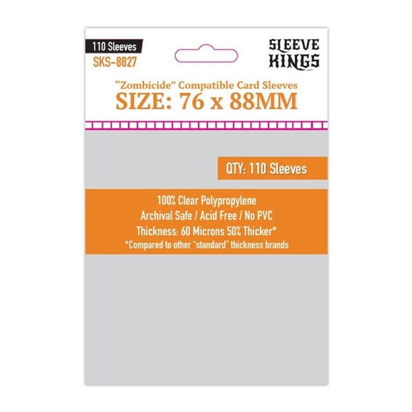 110pc Sleeve Kings 76x88mm Board Game Card Sleeves Zombicide Compatible Case