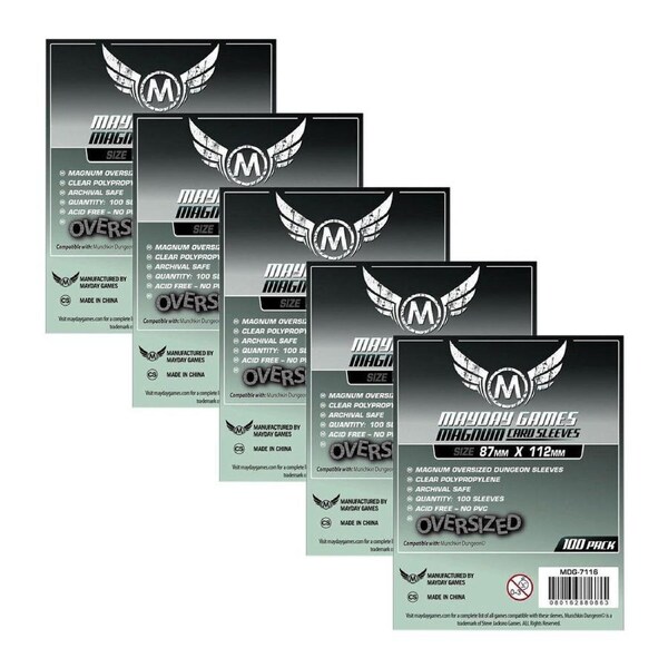 5x 100pc Mayday 87x112mm Magnum Oversized Dungeon Card Sleeves Case Accessory