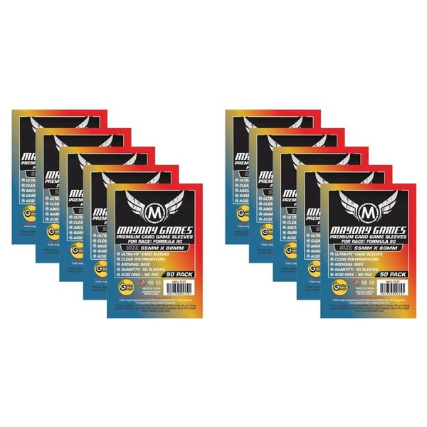 10x 50pc Mayday 55x80mm Premium Race! Formula 90 Card Sleeves Case Protector