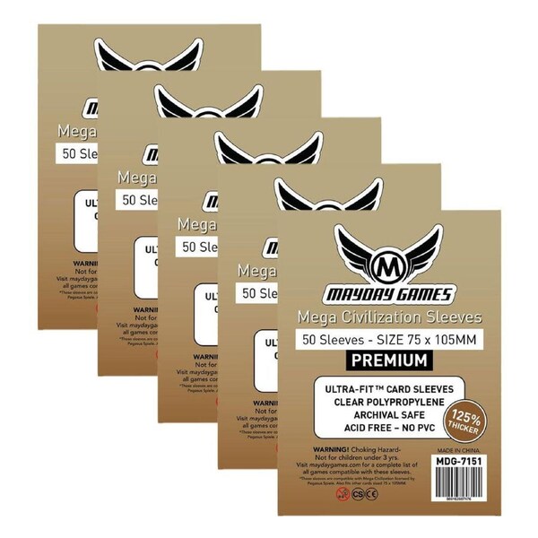 5x 50pc Mayday 75x105mm Premium Mega Civilization Card Sleeves Case Protector