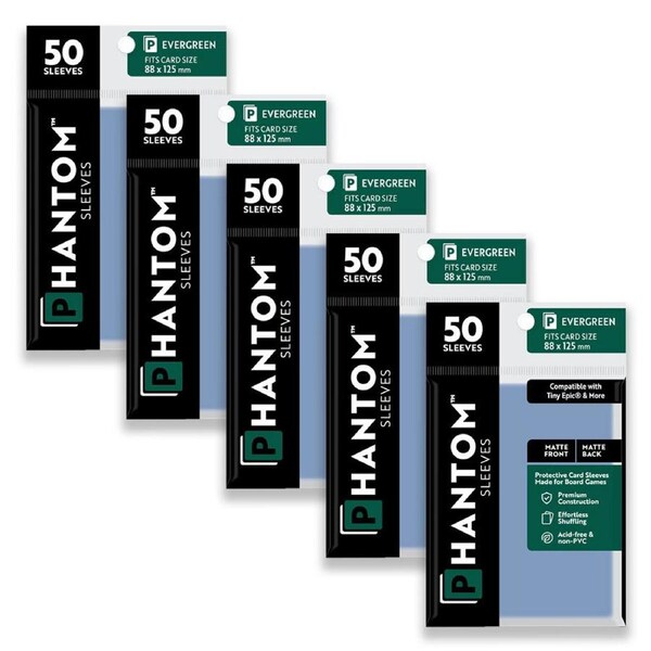 5x 50pc Phantom Sleeves 88x125mm Game Card Case Protector Evergreen Matte/Matte