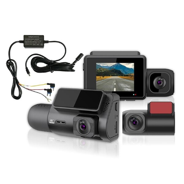 Elinz 3 CH Dash Cam 4K+1080P+2K WiFi Supercapacitor Hardwire Kit