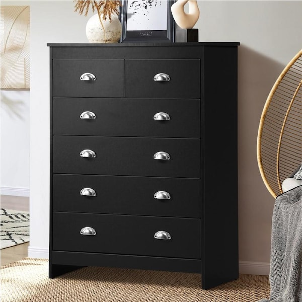 6 Chest of Drawers Oikiture Black