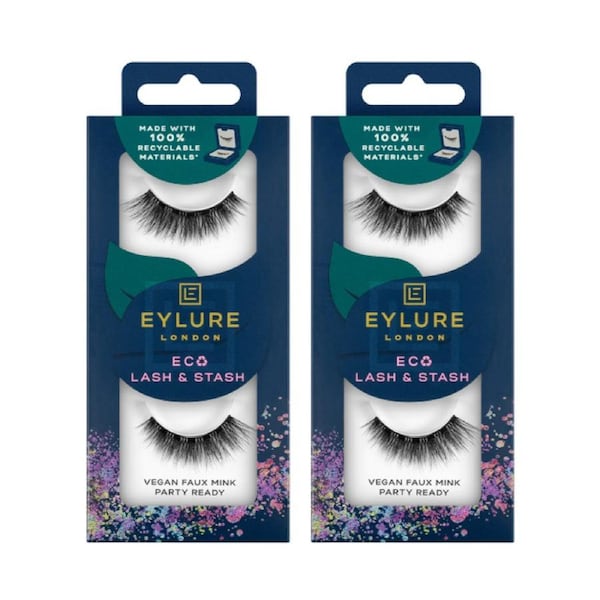2x Eylure London Lash & Stash Vegan Faux Mink Party Ready - False Lashes