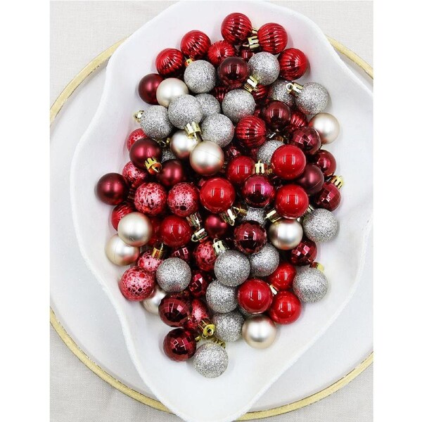 30mm Red & Champagne Bauble Pack 99pc