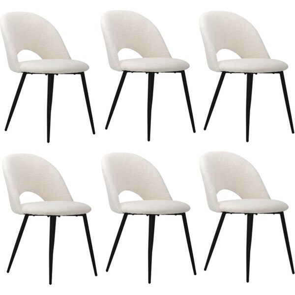 Oikiture 6PCS Dining Chairs Accent Chair Armchair Sherpa White
