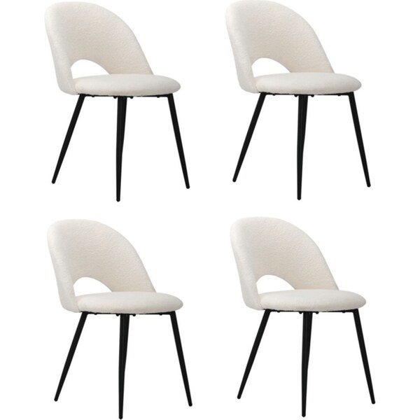 Oikiture 4PCS Dining Chairs Accent Chair Armchair Sherpa White