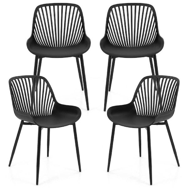Costway Set of 4 Armless Dining Chairs Plastic Kitchen Side Chairs Dining Chair Set Black
