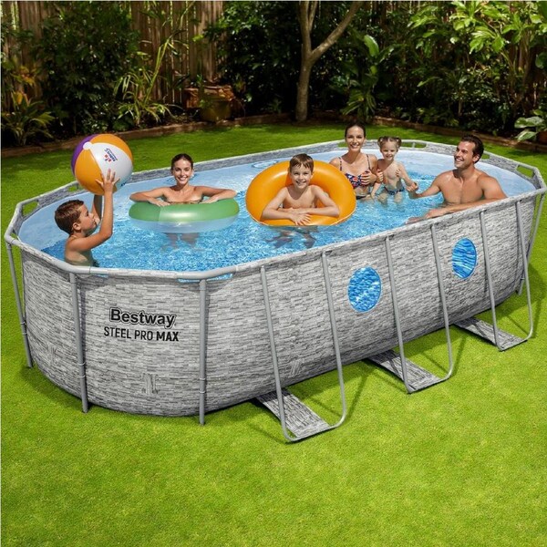 13430L Bestway Swimming Pool 549x274x122cm Steel Frame Above Ground Pools Filter Pump Ladder