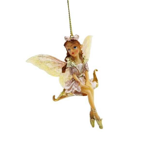Fairy on Leaf Hanging Decoration 9cm