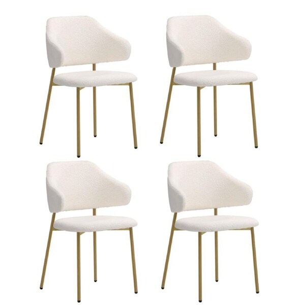 Oikiture 4x Dining Chair Accent Chairs Armchair Tub Armchairs Sherpa Gold&White