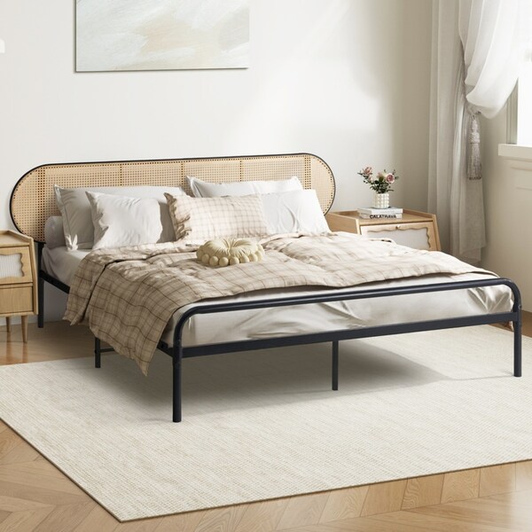 Oikiture Metal Bed Frame Double Size Bed Base Platform