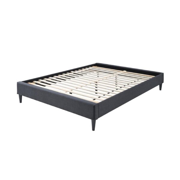 Arte Double Bed Frame Fabric Upholstered Mattress Platform Base - Mid Grey