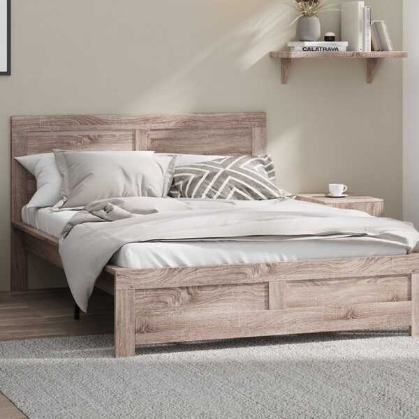 Oikiture Bed Frame Double Size Wooden Frame NEO