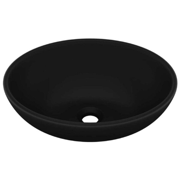 40 x 33 cm Oval Ceramic Bathroom Hand Wash Basin Sink Bowl Washbasin Above Black
