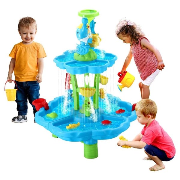 Water Table Waterfall Sand Pit Play Ground Playset Activity Centre Outdoor Toys Pool Park Beach Kids Sensory Pretend Set
