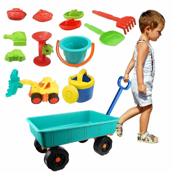Kids Beach Sand Toys Set for Sandbox Sandpit Pretend Play Wagon Cart Moulds Pool Water Outdoor Children Car Tool Kit