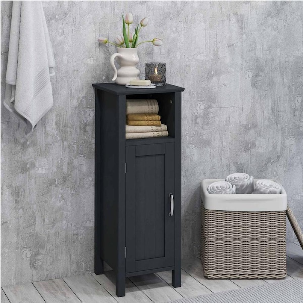 Costway Freestanding Bathroom Cabinet Wooden Storage Cabinet Floor Cupboard Black