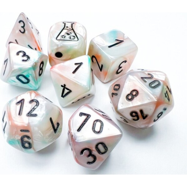 Chessex Lustrous Polyhedral Sea Luminary 7+1 Gaming Dice Set Shell/Black Number