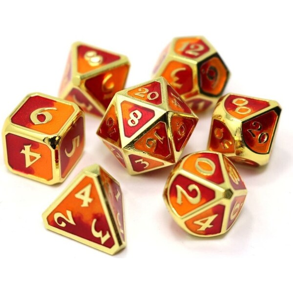 7pc Die Hard Dice Metal Polyhedral Mythica Spellbinder Phoenix RPG Dice Set