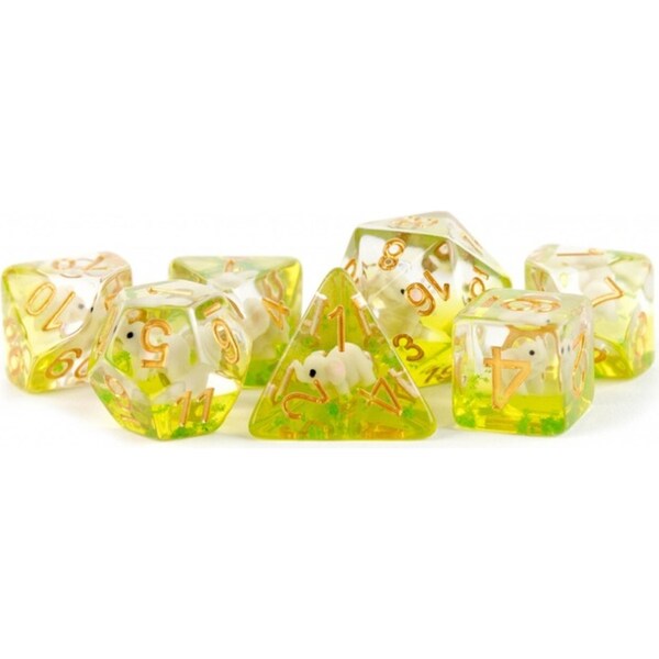 7pc Fanroll by Metallic MDG Polyhedral Elephant Dice Set Resin RPG Tabletop 16mm