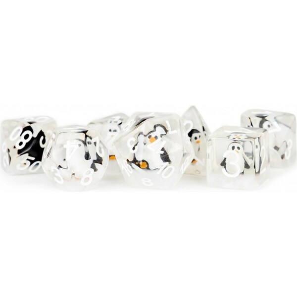 7pc Fanroll by Metallic MDG Polyhedral Penguin Resin Tabletop Game Dice Set 16mm