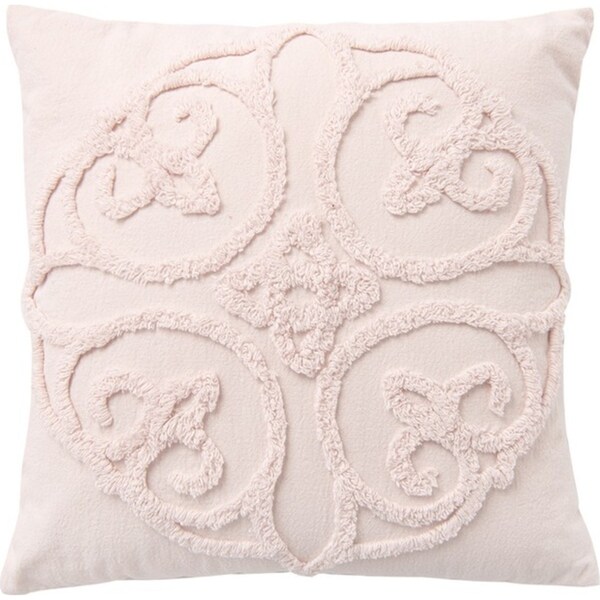 Bianca Ella Square Blush Cotton Soft Chenille Decorative Cozy Cushion 43cm