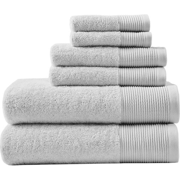 6pc Cloud Linen Retreat Cotton Tencel Antimicrobial Bath Towel Set Grey