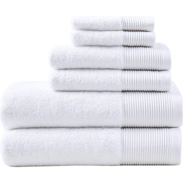 6pc Cloud Linen Retreat Cotton Tencel Antimicrobial Bath Towel Set White