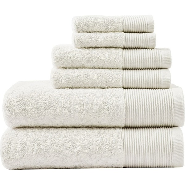 6pc Cloud Linen Retreat Cotton Tencel Antimicrobial Bath Towel Set Ivory