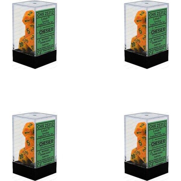 4x 7pc Chessex Speckled Polyhedral Roleplay Game Dice Set Lotus Orange/Green