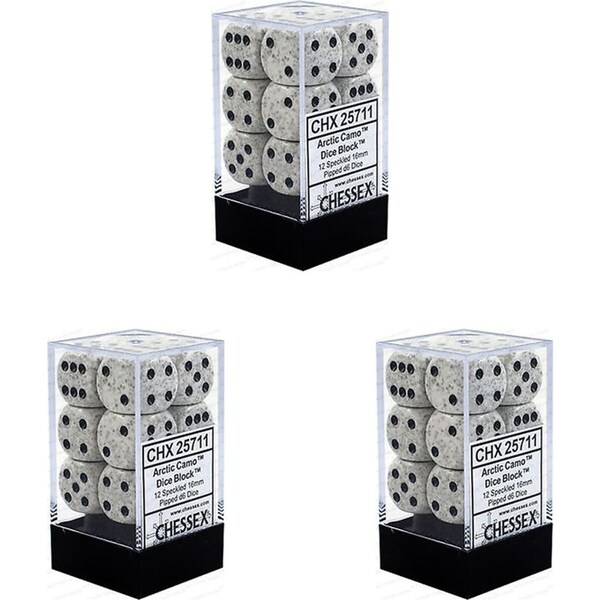 3x Chessex D6 DiceSpeckled Dice for Strategy Roleplaying Arctic Camo 1.6cm