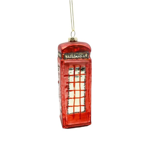 RED Phone Box Hanging Ornament 15cm