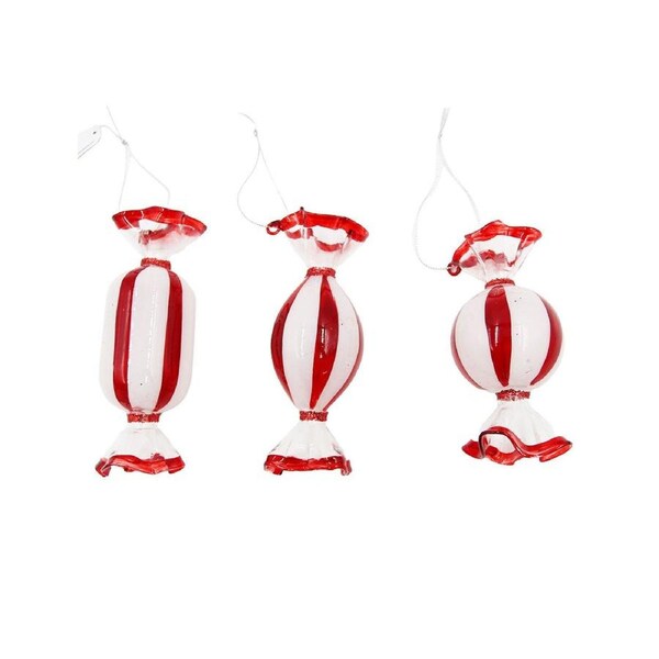 3 Glass Candy Hanging Decorations 13cm