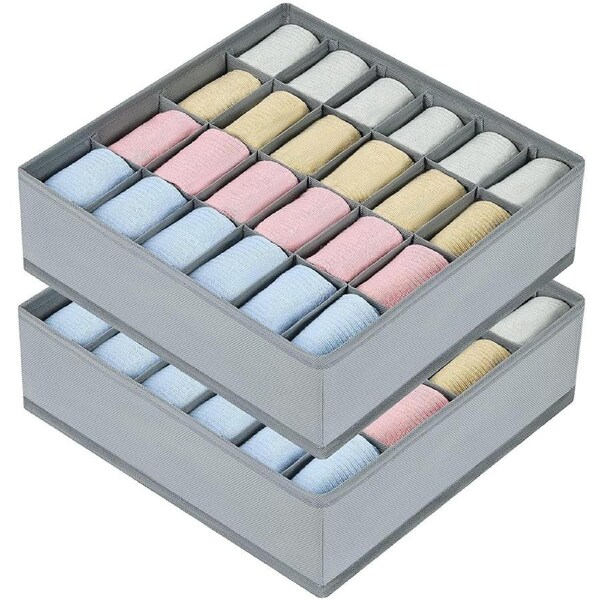 2 Pack 24 Cell Closet Organizers and Storage Organizer Sock Holders Organizers