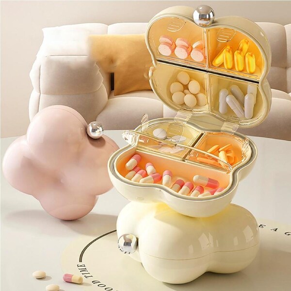 2Pack Daily Pill Jewelry Organizer 7 Compartments Portable Travel Pill Case