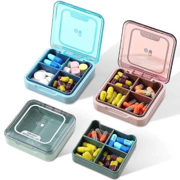 3 Pack Travel Pill Organizer 4 Compartments Medicine Organizer Portable Pill Box