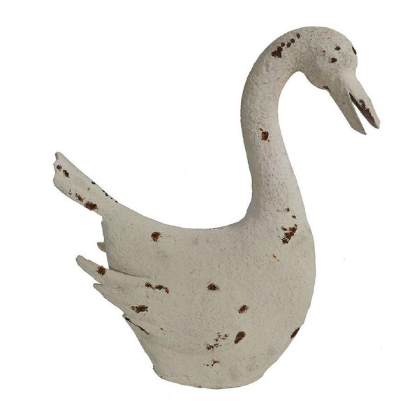 Willow & Silk Metal 33cm Rustic White Duck Garden Statue