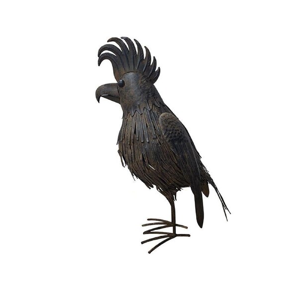 Willow & Silk Metal 66cm Rustic Cockatoo Bird Garden Statue/Figurine