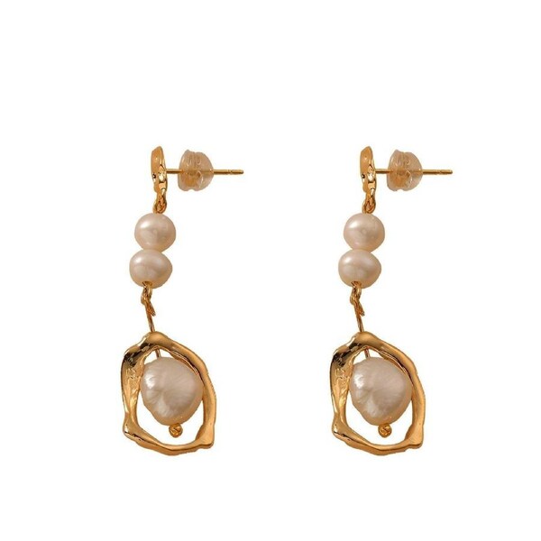 Long Natural Freshwater Pearl Earrings Elegant Women High-End Jewelry Gift