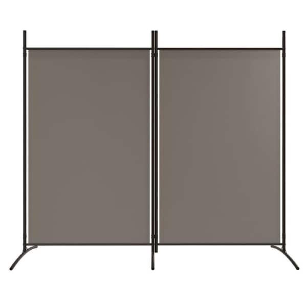 2-Panel Room Divider Screen Privacy Anthracite 175x180 cm Fabric Stand Partition