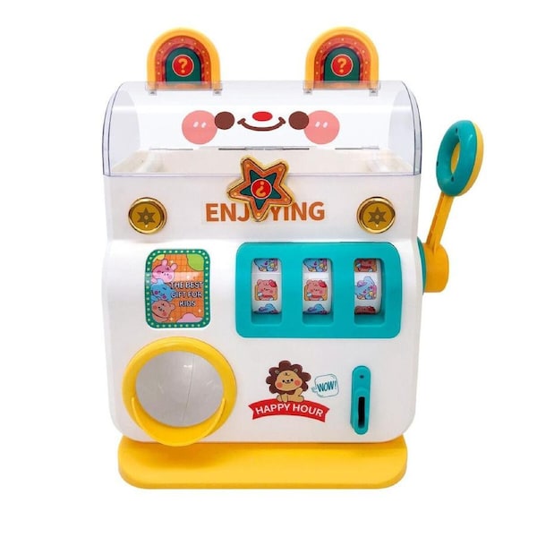 Gumball Gachapon Machine Vintage Candy Dispenser Piggy Coin Mini Raffle Sweet Vending Toy Bank Money Saving Box Plastic