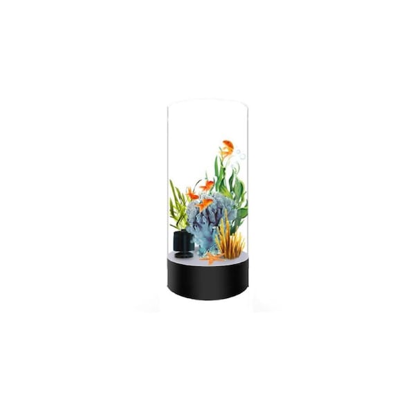 20L Cylinder Acrylic Aquarium Tower with Planter - White