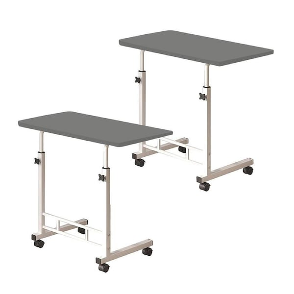SOGA 2X 40x80cm Gray Bedside Table Movable Bedroom Desk Student Computer Table