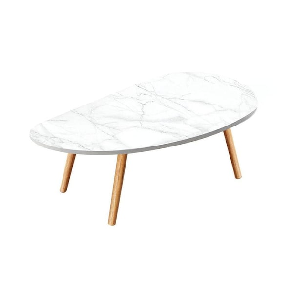 SOGA 80x40cm White Stone Pattern Living Room Nordic Coffee Table Modern Style